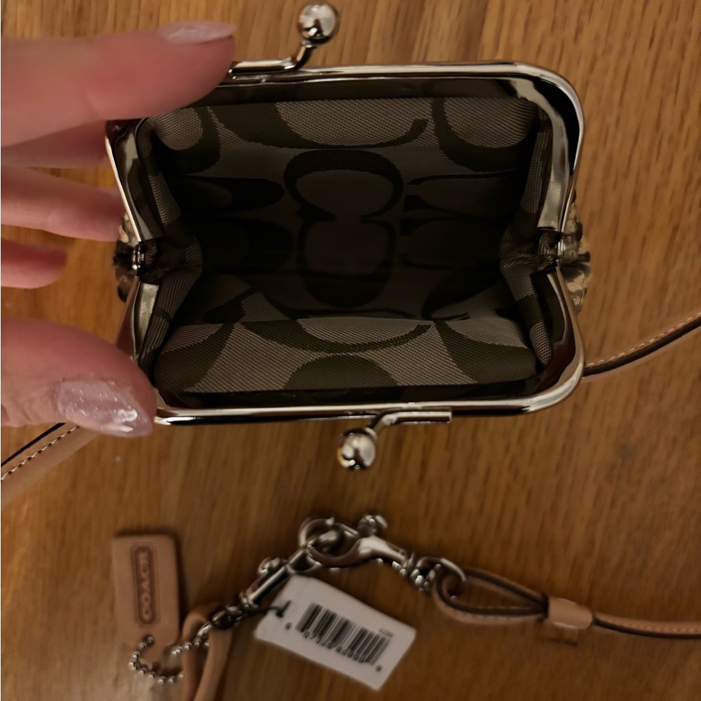 Coach Python-Skin Coin Purse with Strap - Picture 4 of 5